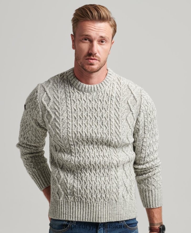 ジェイコブ ケーブル クルー ジャンパー 男性 Superdry 衣類 グレー 2J62PZ5250