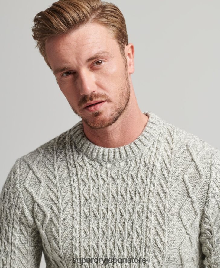 ジェイコブ ケーブル クルー ジャンパー 男性 Superdry 衣類 グレー 2J62PZ5250