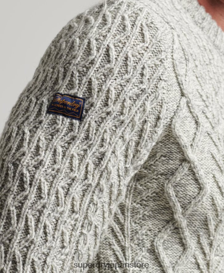 ジェイコブ ケーブル クルー ジャンパー 男性 Superdry 衣類 グレー 2J62PZ5250