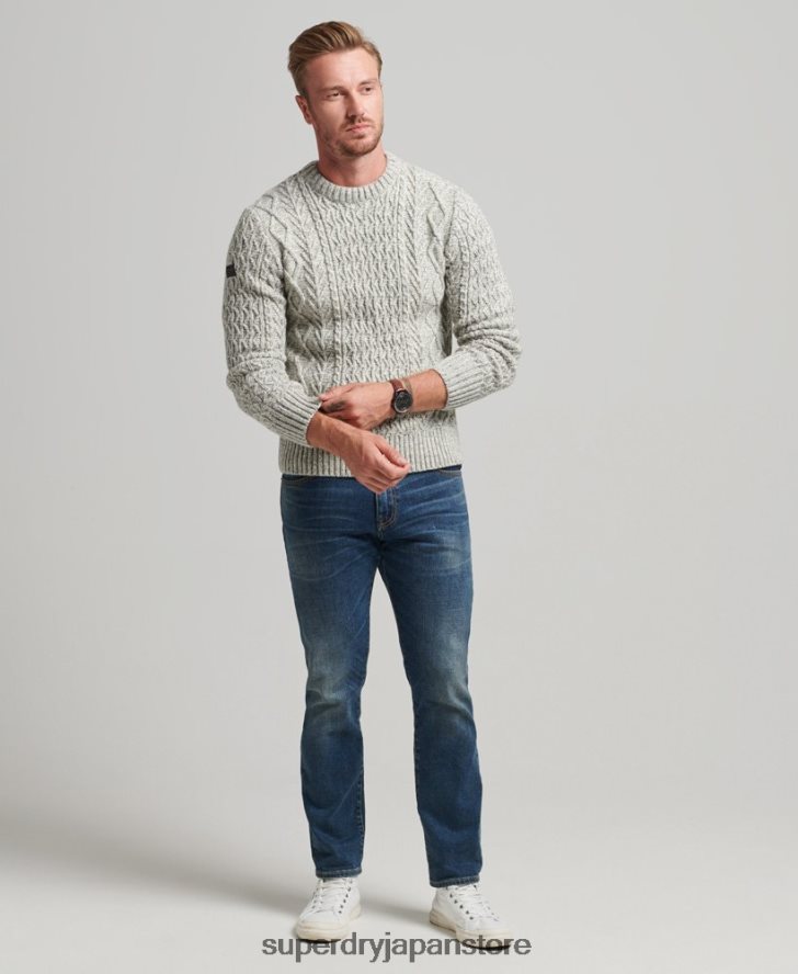 ジェイコブ ケーブル クルー ジャンパー 男性 Superdry 衣類 グレー 2J62PZ5250