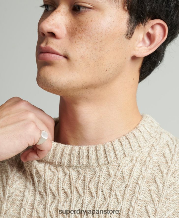 ジェイコブ ケーブル クルー ジャンパー 男性 Superdry 衣類 ベージュ 2J62PZ5252