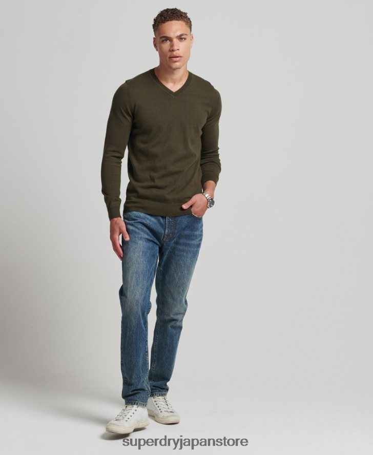 オーガニックコットン ヴィンテージ カシミアブレンド セーター 男性 Superdry 衣類 緑 2J62PZ5254