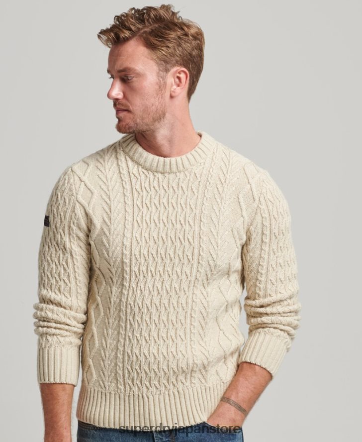 ジェイコブ ケーブル クルー ジャンパー 男性 Superdry 衣類 クリーム 2J62PZ5255