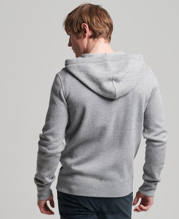 エッセンシャルオーガニックコットンジップパーカー 男性 Superdry 衣類 グレー 2J62PZ5257