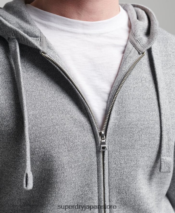 エッセンシャルオーガニックコットンジップパーカー 男性 Superdry 衣類 グレー 2J62PZ5257