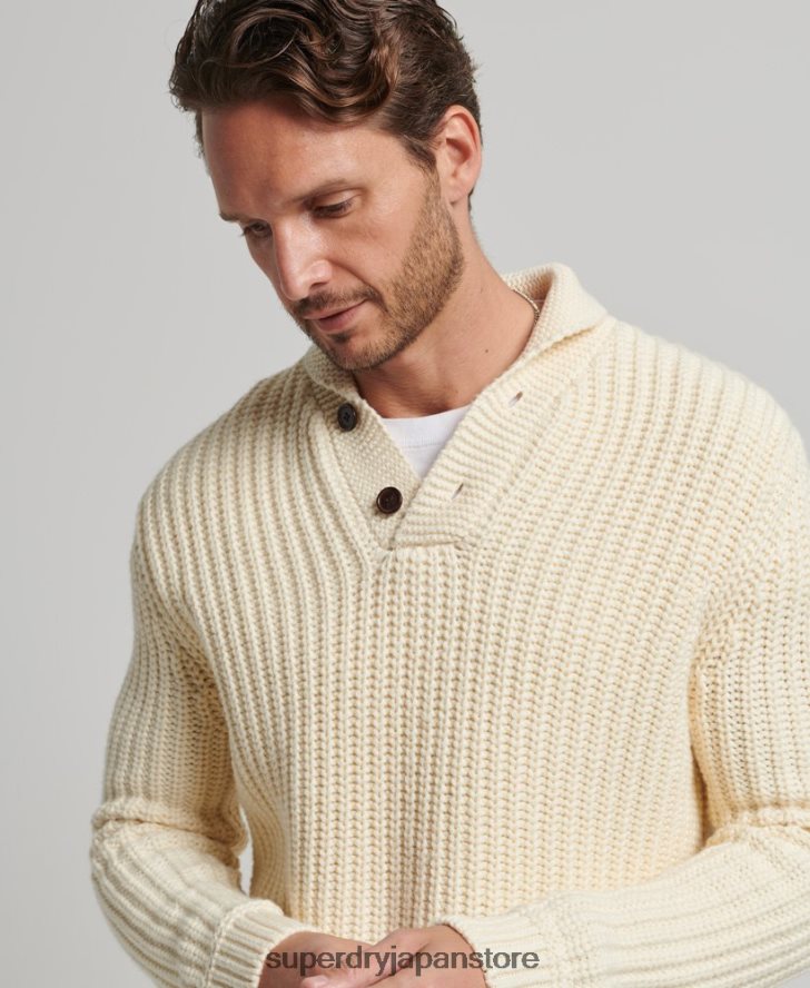 ショールジャンパー 男性 Superdry 衣類 クリーム 2J62PZ5258