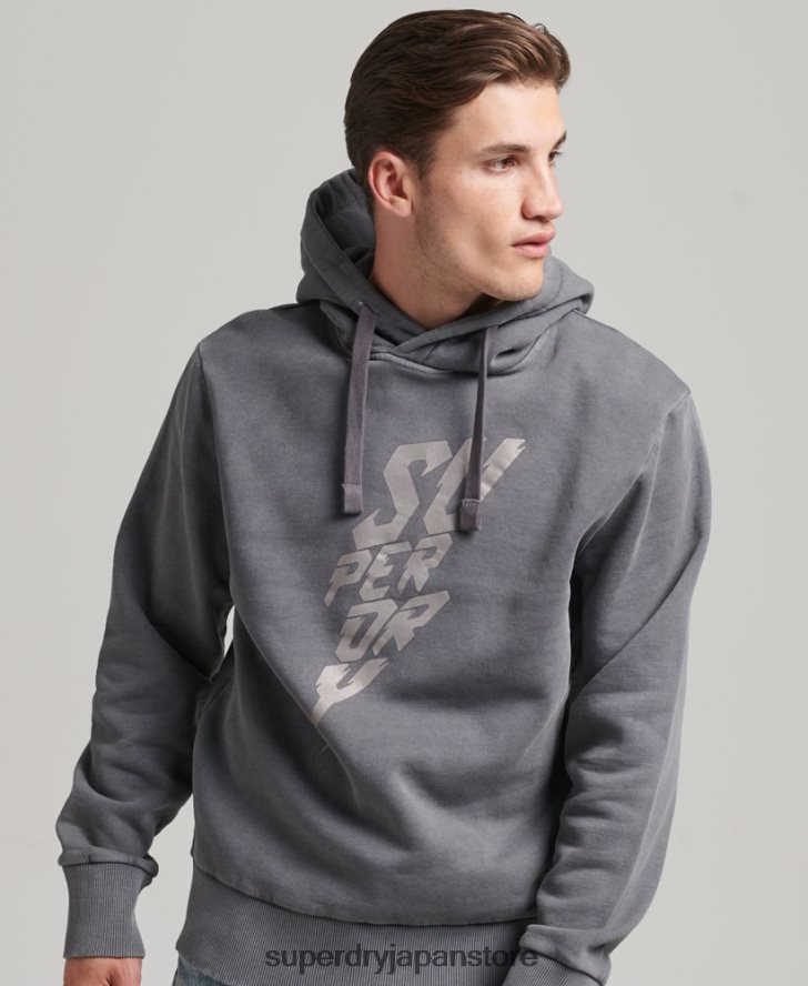 ヴィンテージインディーマークパーカー 男性 Superdry 衣類 濃い灰色 2J62PZ526