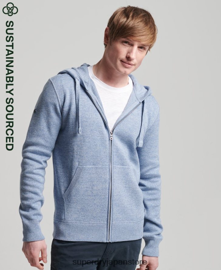 エッセンシャルオーガニックコットンジップパーカー 男性 Superdry 衣類 濃紺 2J62PZ5260