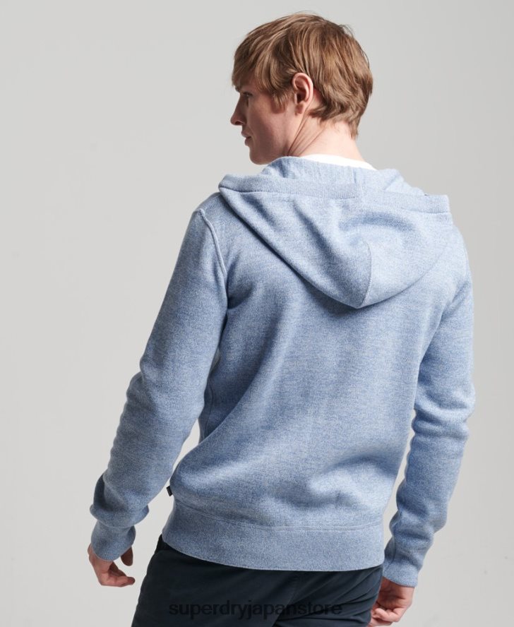 エッセンシャルオーガニックコットンジップパーカー 男性 Superdry 衣類 濃紺 2J62PZ5260
