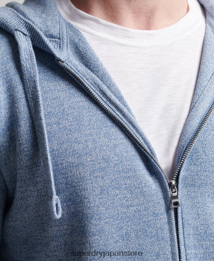 エッセンシャルオーガニックコットンジップパーカー 男性 Superdry 衣類 濃紺 2J62PZ5260