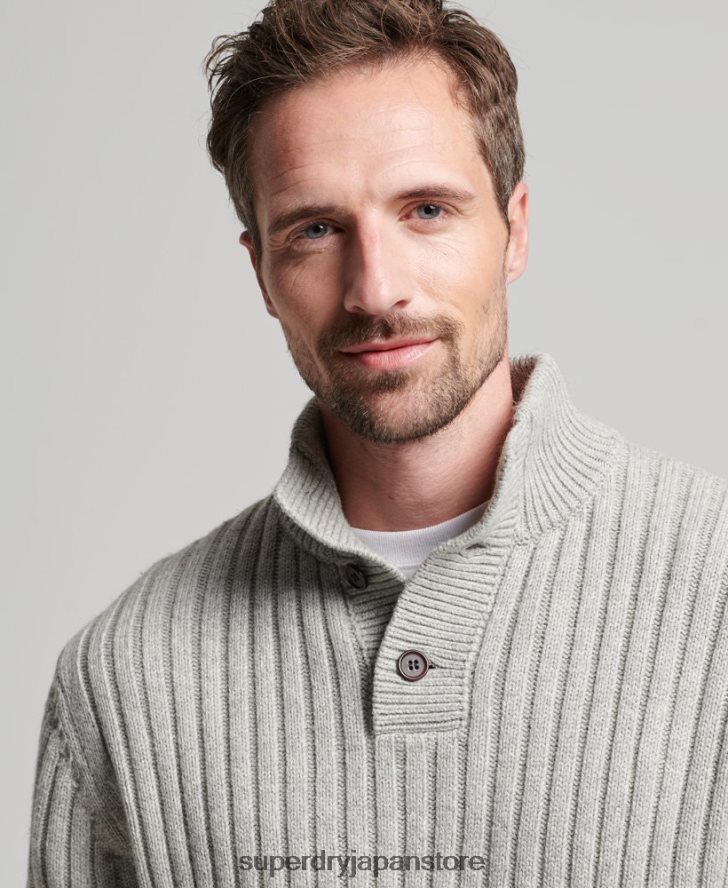 リブヘンリーセーター 男性 Superdry 衣類 グレー 2J62PZ5261