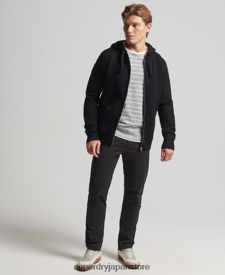 エッセンシャルオーガニックコットンジップパーカー 男性 Superdry 衣類 黒 2J62PZ5262