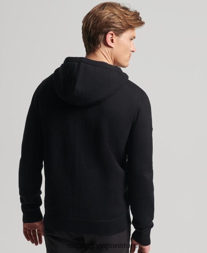 エッセンシャルオーガニックコットンジップパーカー 男性 Superdry 衣類 黒 2J62PZ5262