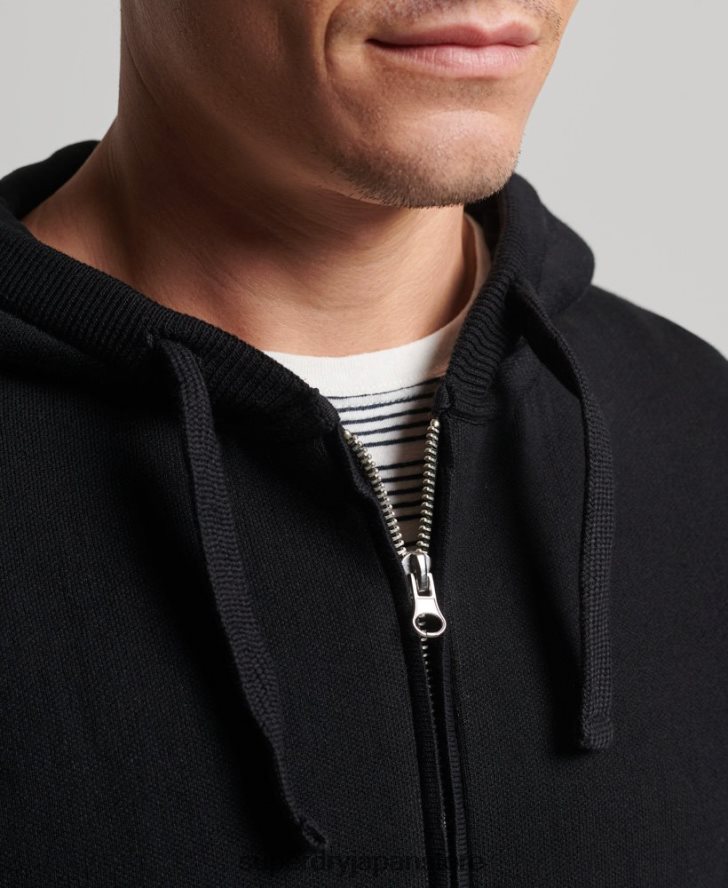 エッセンシャルオーガニックコットンジップパーカー 男性 Superdry 衣類 黒 2J62PZ5262