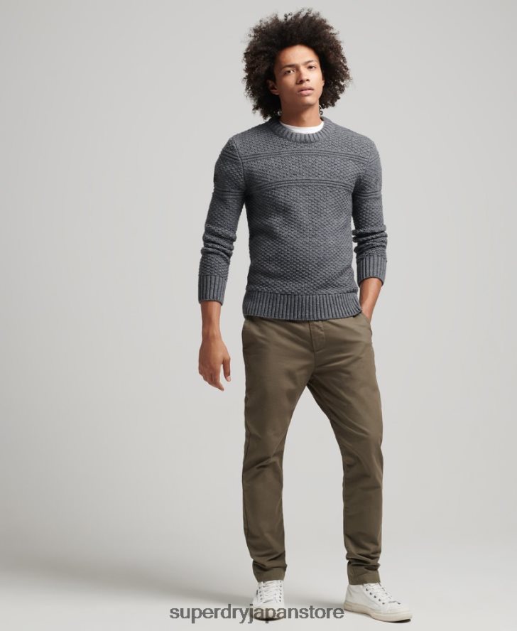 ジェイコブ ケーブル クルー ジャンパー 男性 Superdry 衣類 グレー 2J62PZ5265