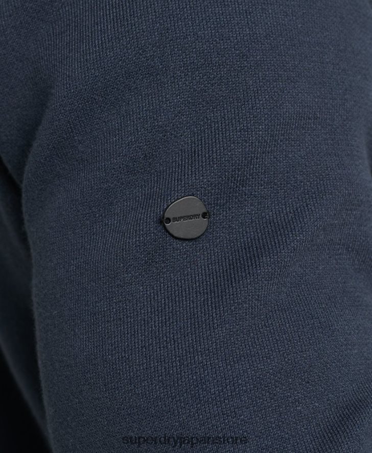 エッセンシャルオーガニックコットンジップパーカー 男性 Superdry 衣類 海軍 2J62PZ5266