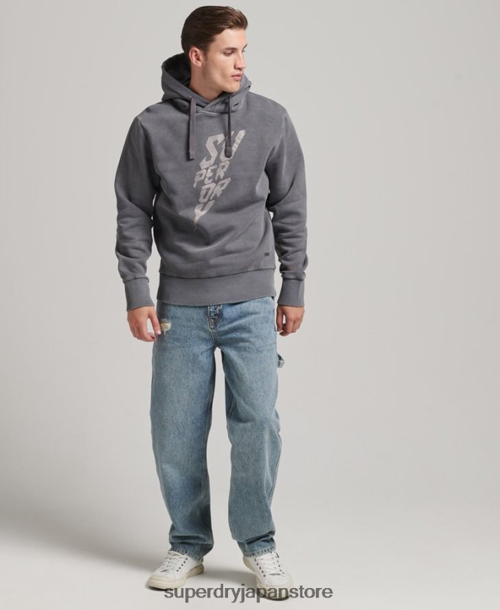 ヴィンテージインディーマークパーカー 男性 Superdry 衣類 濃い灰色 2J62PZ526