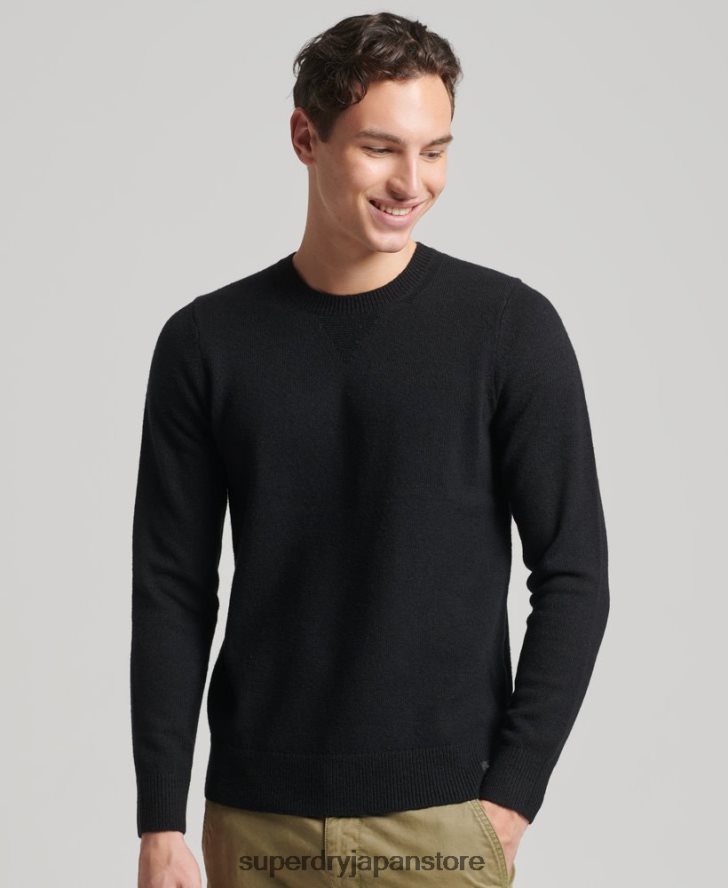 ラムウール クルージャンパー 男性 Superdry 衣類 黒 2J62PZ5270