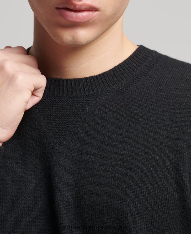ラムウール クルージャンパー 男性 Superdry 衣類 黒 2J62PZ5270
