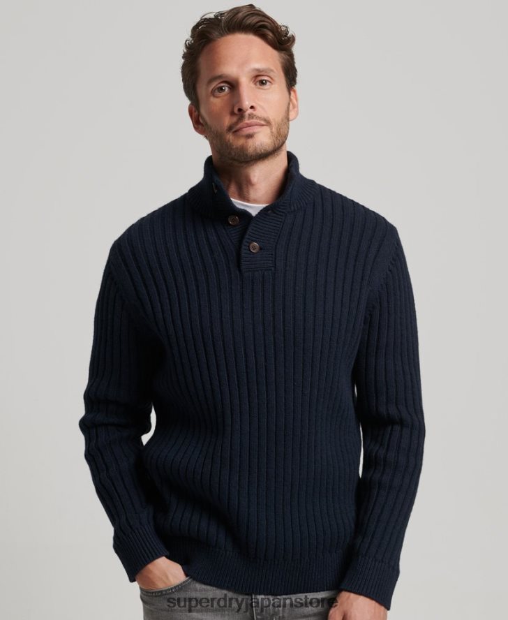 リブヘンリーセーター 男性 Superdry 衣類 海軍 2J62PZ5273