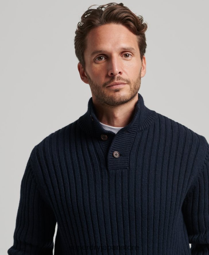 リブヘンリーセーター 男性 Superdry 衣類 海軍 2J62PZ5273