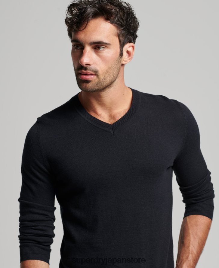オーガニックコットン ヴィンテージ カシミアブレンド セーター 男性 Superdry 衣類 黒 2J62PZ5275