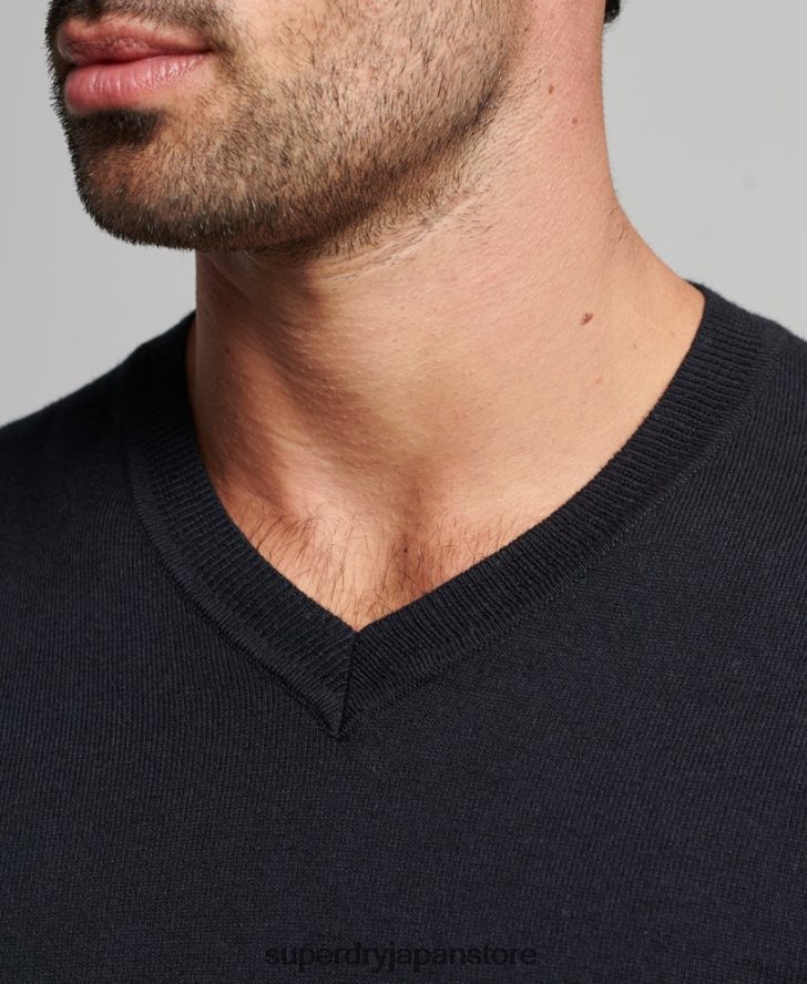 オーガニックコットン ヴィンテージ カシミアブレンド セーター 男性 Superdry 衣類 黒 2J62PZ5275