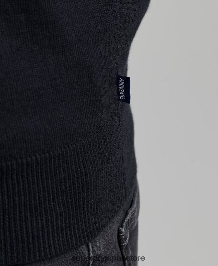 オーガニックコットン ヴィンテージ カシミアブレンド セーター 男性 Superdry 衣類 黒 2J62PZ5275
