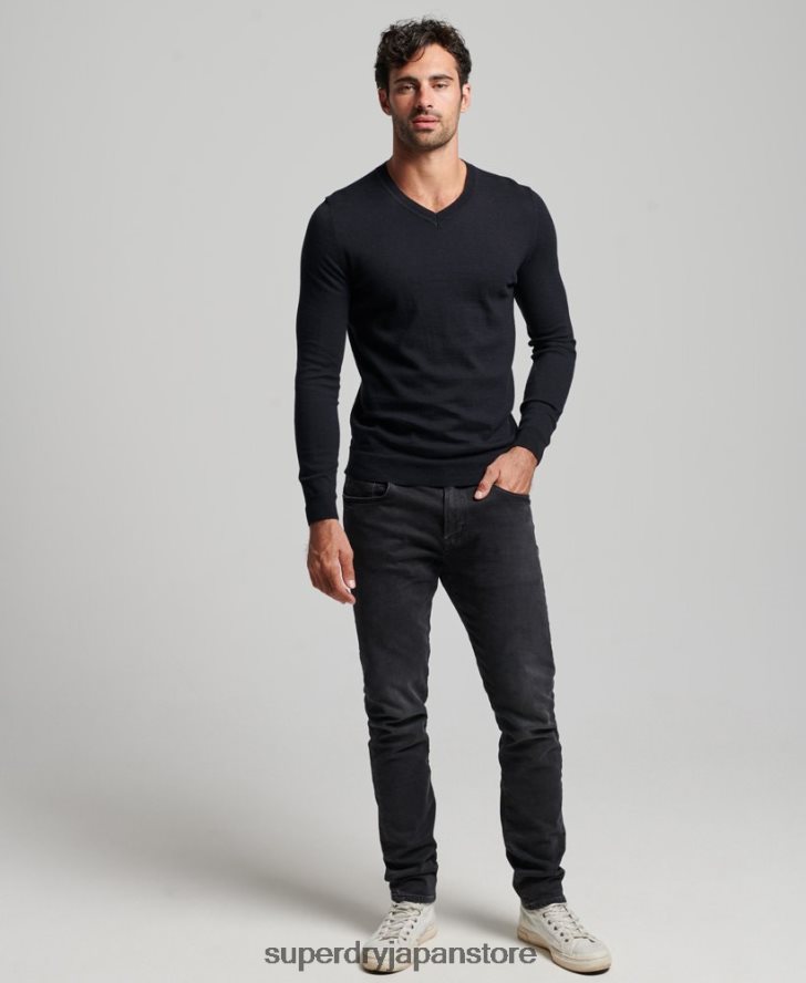 オーガニックコットン ヴィンテージ カシミアブレンド セーター 男性 Superdry 衣類 黒 2J62PZ5275