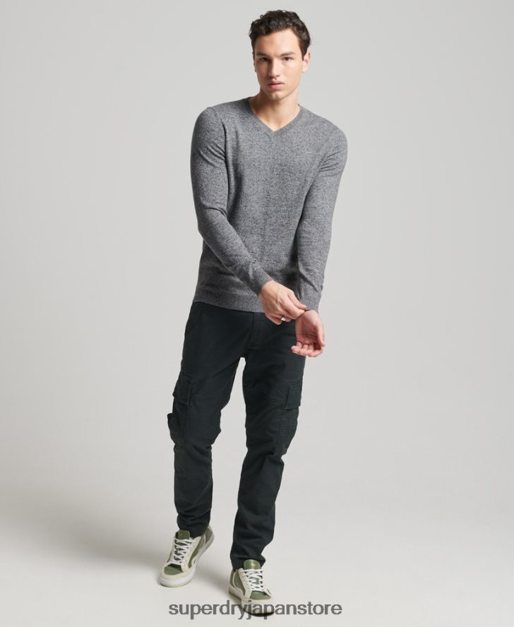 オーガニックコットン ヴィンテージ カシミアブレンド セーター 男性 Superdry 衣類 濃い灰色 2J62PZ5277
