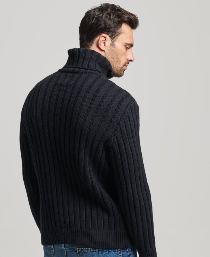 メリノブレンド ロールネックセーター 男性 Superdry 衣類 濃い灰色 2J62PZ5280