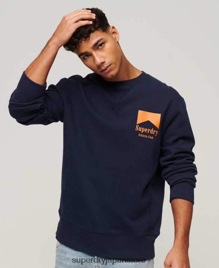 コード アスレチック クラブ クルー スウェットシャツ 男性 Superdry 衣類 海軍 2J62PZ530