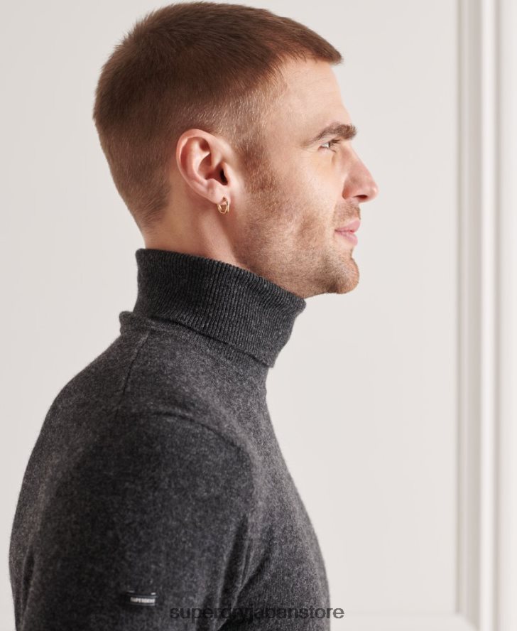 ラムウール ロールネックセーター 男性 Superdry 衣類 濃い灰色 2J62PZ5304