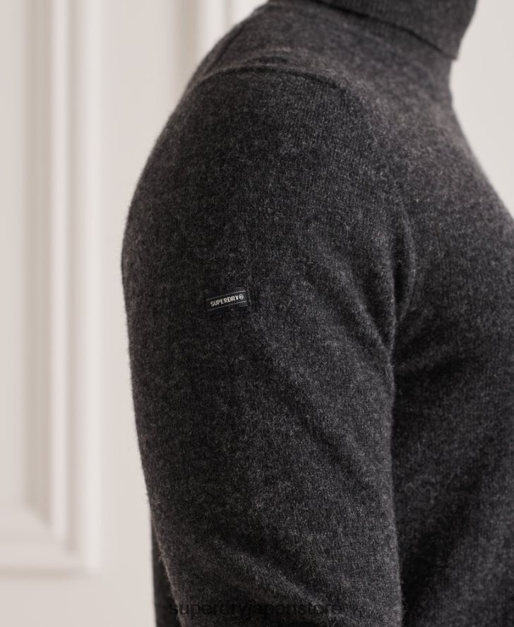 ラムウール ロールネックセーター 男性 Superdry 衣類 濃い灰色 2J62PZ5304