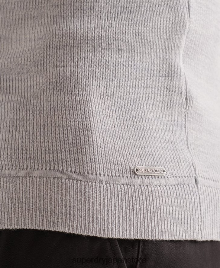 スタジオメリノヘンリージャンパー 男性 Superdry 衣類 ライトグレー 2J62PZ5305