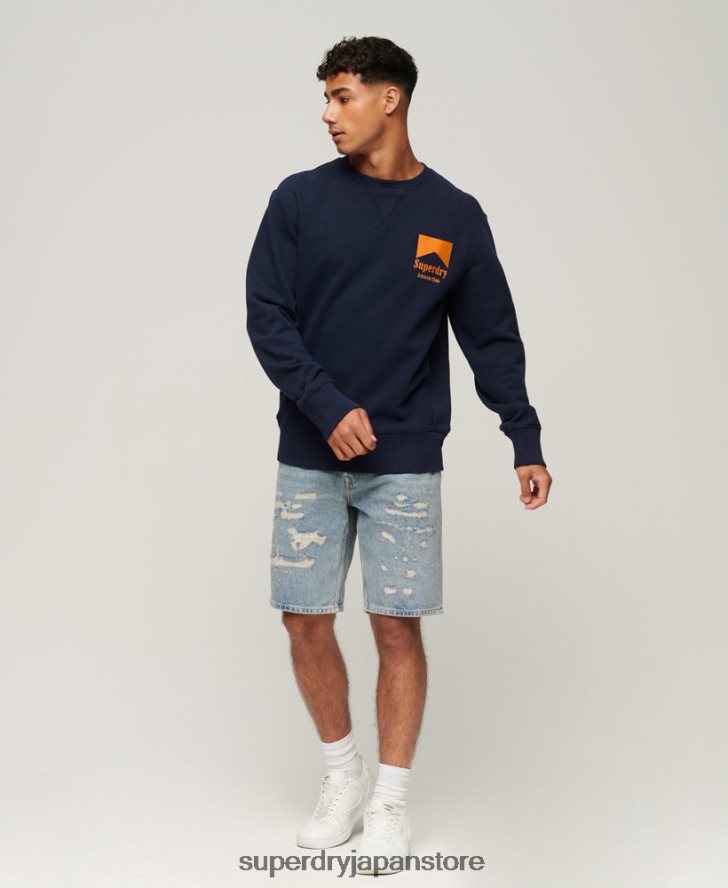 コード アスレチック クラブ クルー スウェットシャツ 男性 Superdry 衣類 海軍 2J62PZ530