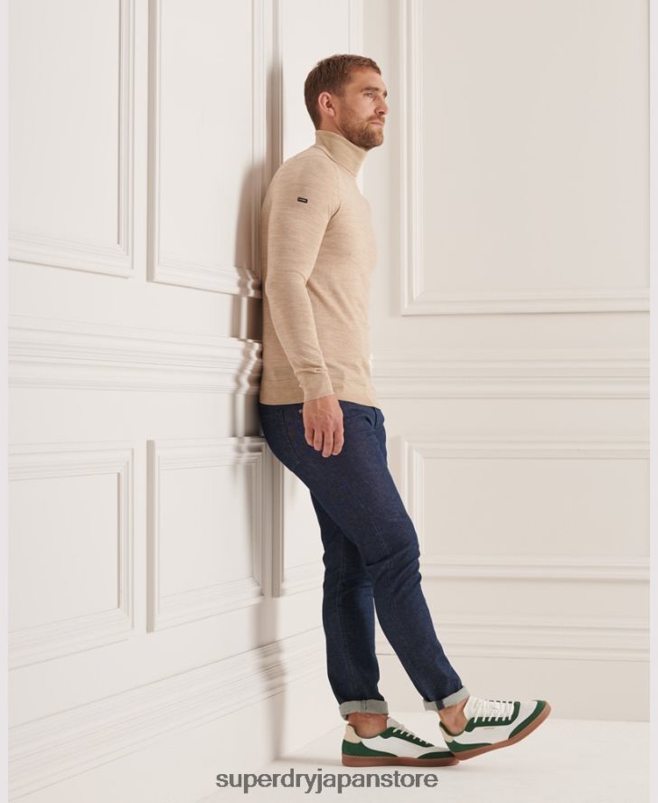 スタジオメリノロールネックセーター 男性 Superdry 衣類 ベージュ 2J62PZ5310