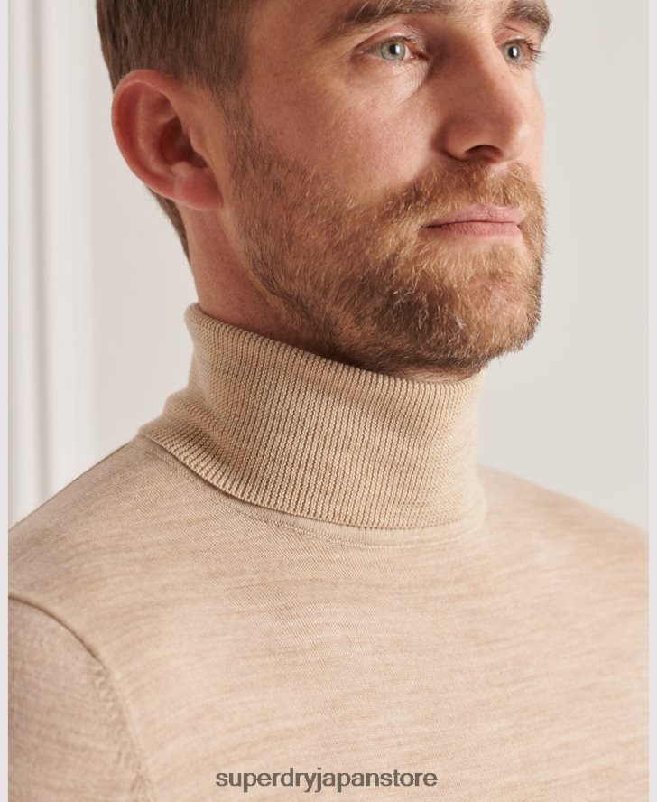 スタジオメリノロールネックセーター 男性 Superdry 衣類 ベージュ 2J62PZ5310