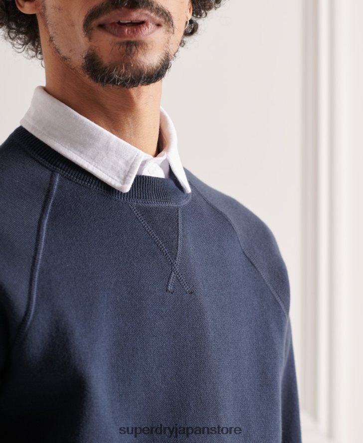 スタジオ エッセンシャル クルー ジャンパー 男性 Superdry 衣類 海軍 2J62PZ5312
