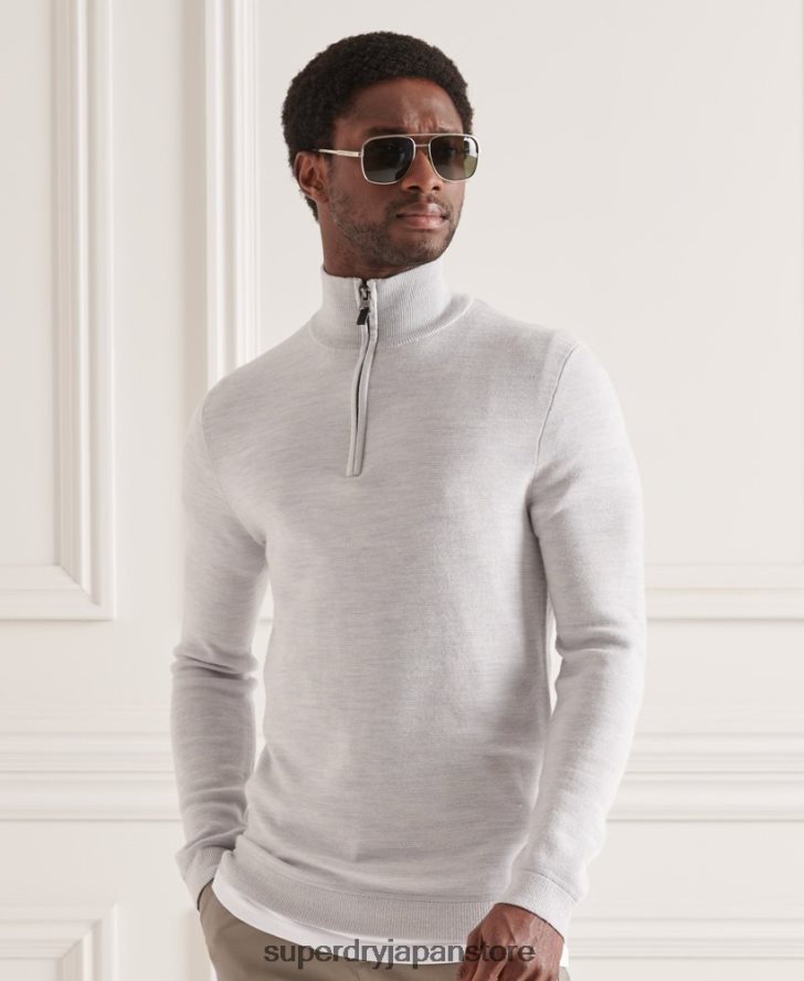 メリノヘンリージャンパー 男性 Superdry 衣類 ライトグレー 2J62PZ5320