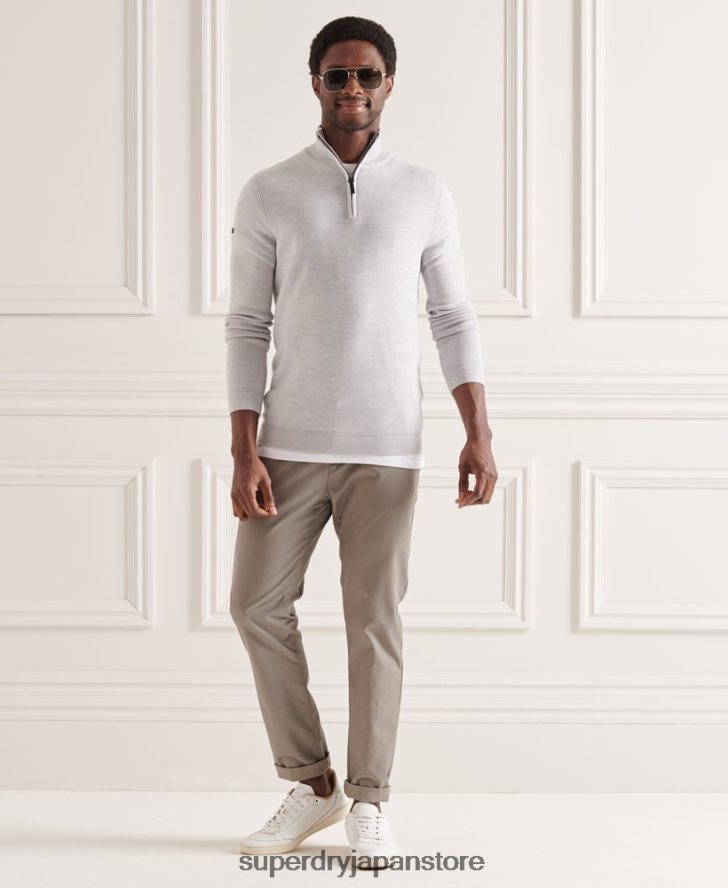 メリノヘンリージャンパー 男性 Superdry 衣類 ライトグレー 2J62PZ5320