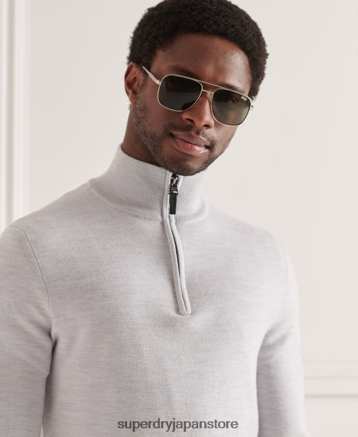 メリノヘンリージャンパー 男性 Superdry 衣類 ライトグレー 2J62PZ5320