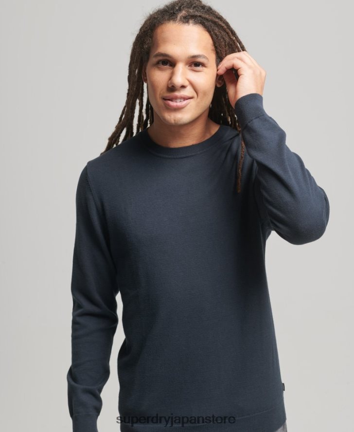 コットンクルーニットセーター 男性 Superdry 衣類 海軍 2J62PZ5322