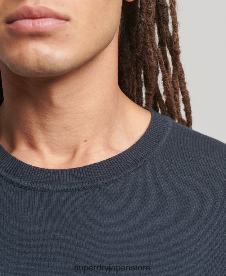 コットンクルーニットセーター 男性 Superdry 衣類 海軍 2J62PZ5322