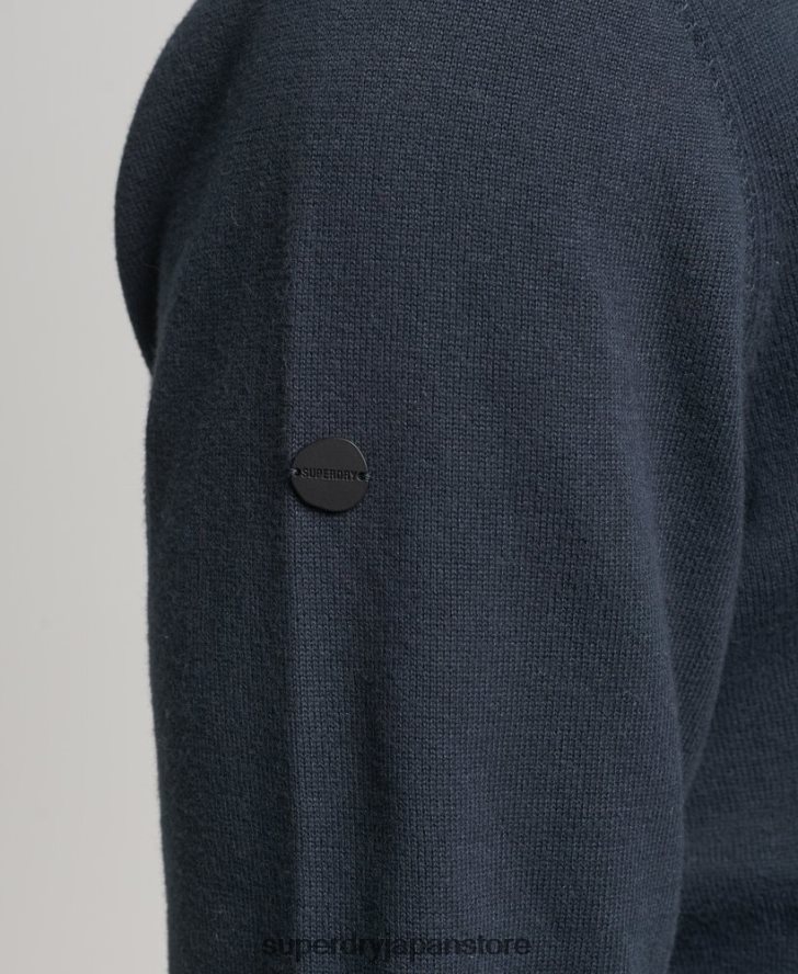 コットンクルーニットセーター 男性 Superdry 衣類 海軍 2J62PZ5322
