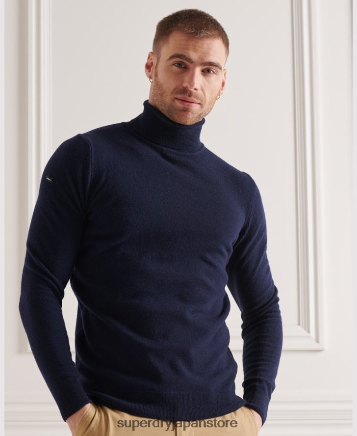 ラムウール ロールネックセーター 男性 Superdry 衣類 海軍 2J62PZ5323