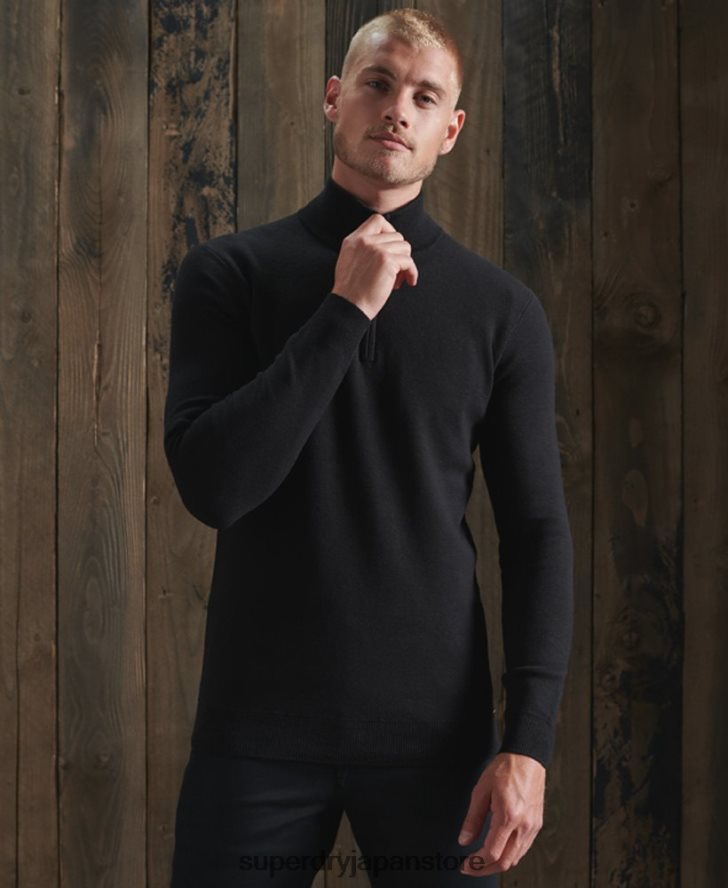 オレンジレーベル コットン ヘンリージャンパー 男性 Superdry 衣類 黒 2J62PZ5331