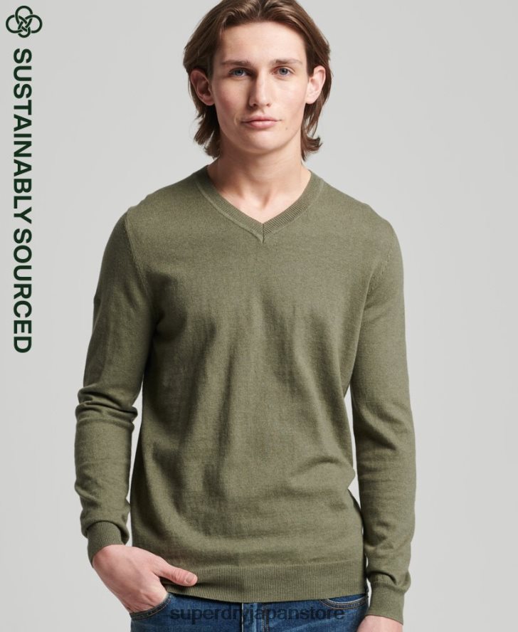 オーガニックコットン ヴィンテージ カシミアブレンド セーター 男性 Superdry 衣類 緑 2J62PZ5333
