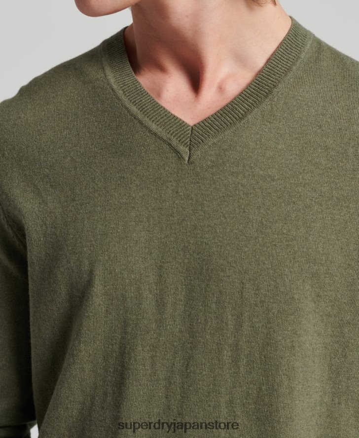 オーガニックコットン ヴィンテージ カシミアブレンド セーター 男性 Superdry 衣類 緑 2J62PZ5333