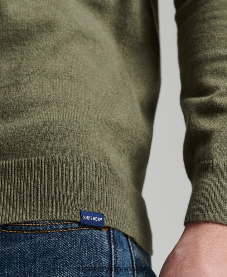 オーガニックコットン ヴィンテージ カシミアブレンド セーター 男性 Superdry 衣類 緑 2J62PZ5333